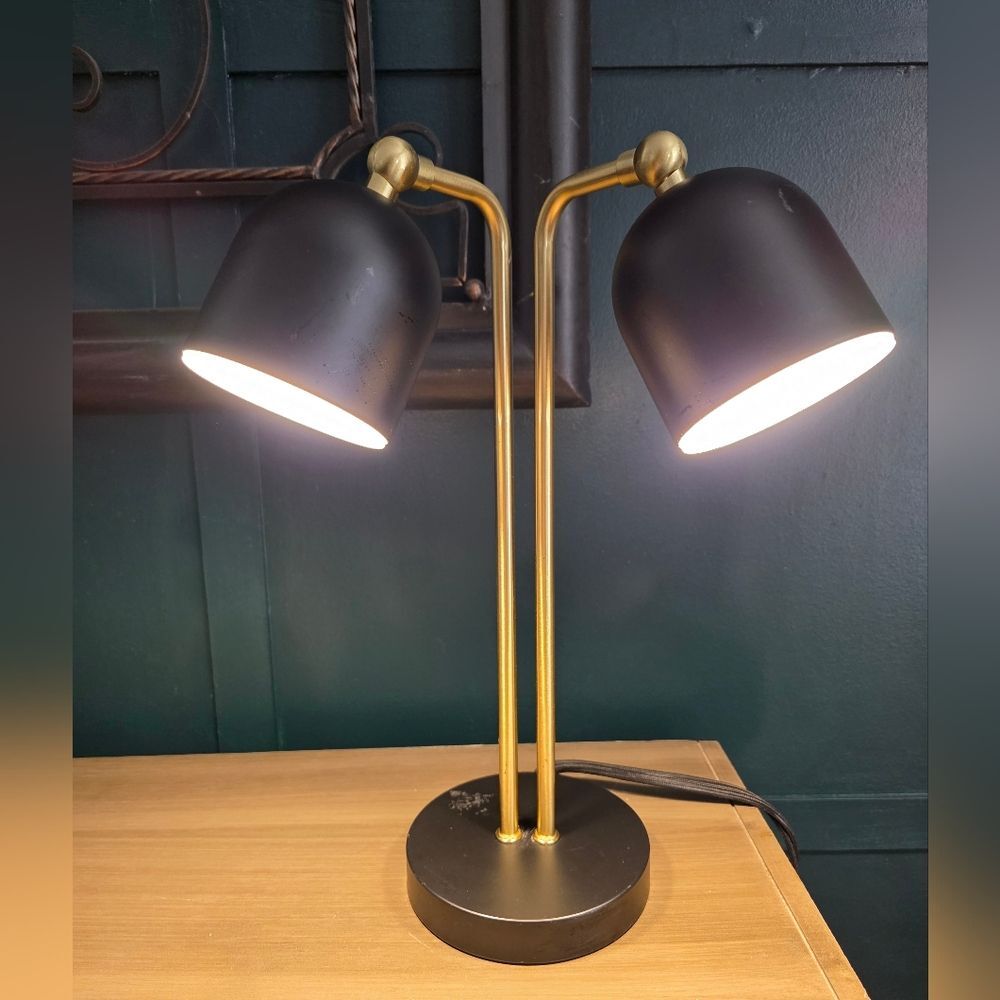 Dylan Bullet Shaped Dual Head Table Lamp Black Includes LED Light Bulb 17'